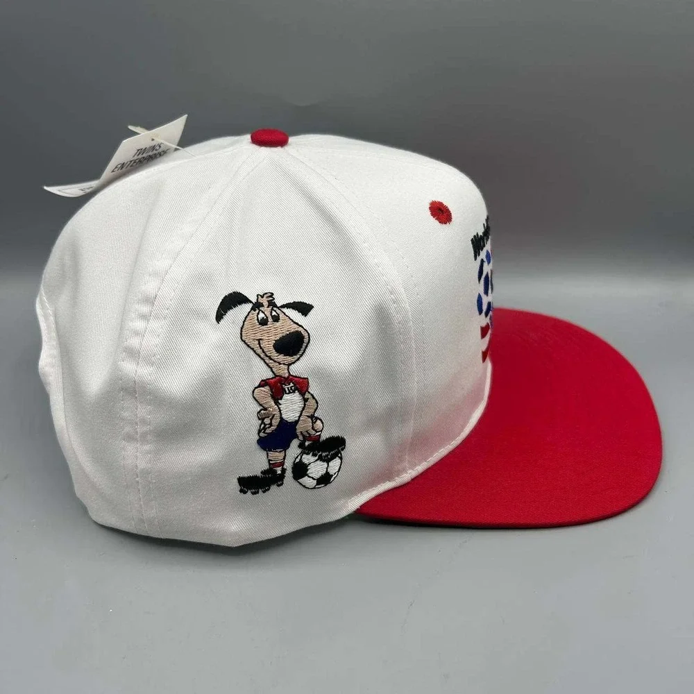 Vintage World Cup USA Soccer Hat Men White Twins Enterprise Snap Back Cap New